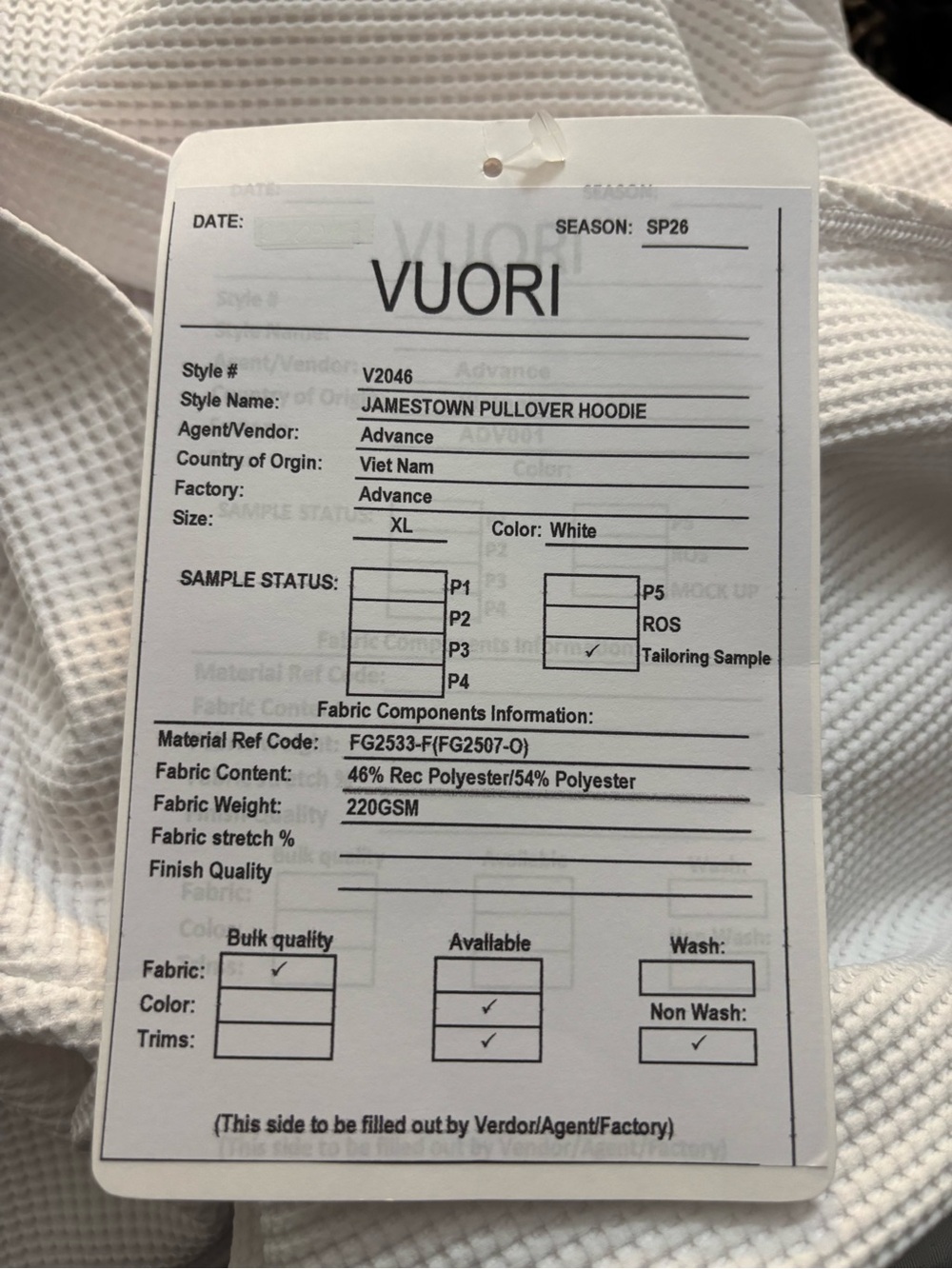 Vuori Men's White Hooded Waffle Pullover - Picture 8 of 10